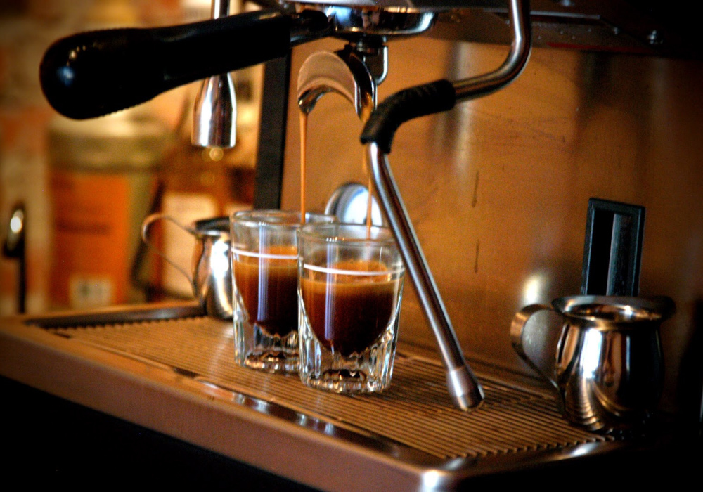 Double shot espresso dark roast coffee